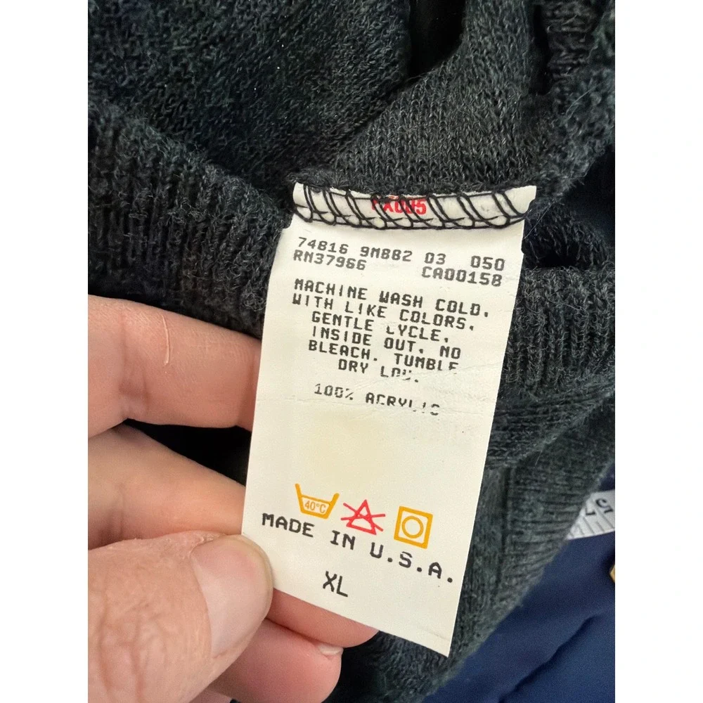 NWOT VTG 80s Jantzen Mens XL Gray‎ V-Neck Knit Sweater Vest Made in USA Acrylic